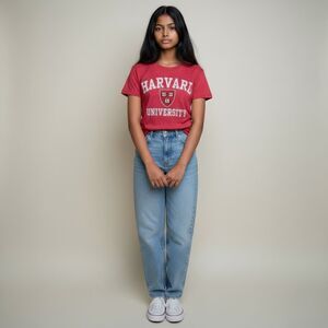 Active Apparel solid Coral Harvard University Short Sleeve Cotton Tee Shirt L